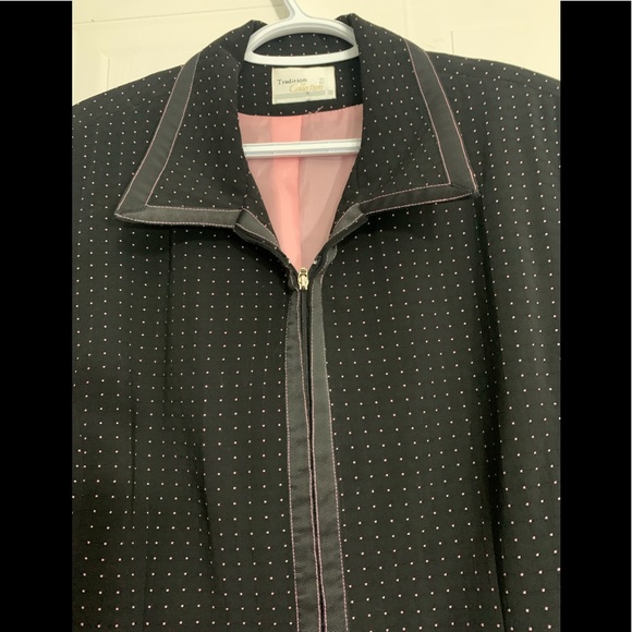 ❤️GORGEOUS BLAZER/JACKET❤️BLACK WITH PINK DOTS AND PINK SILK INNER LINING❤️SZ XL - Picture 11 of 12